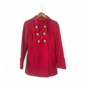 like new MICHAEL KORS Elegant Red Burgandy Double-Breasted Women's Wool Coat